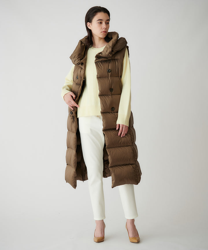 ボリュームカラーロングダウンベスト