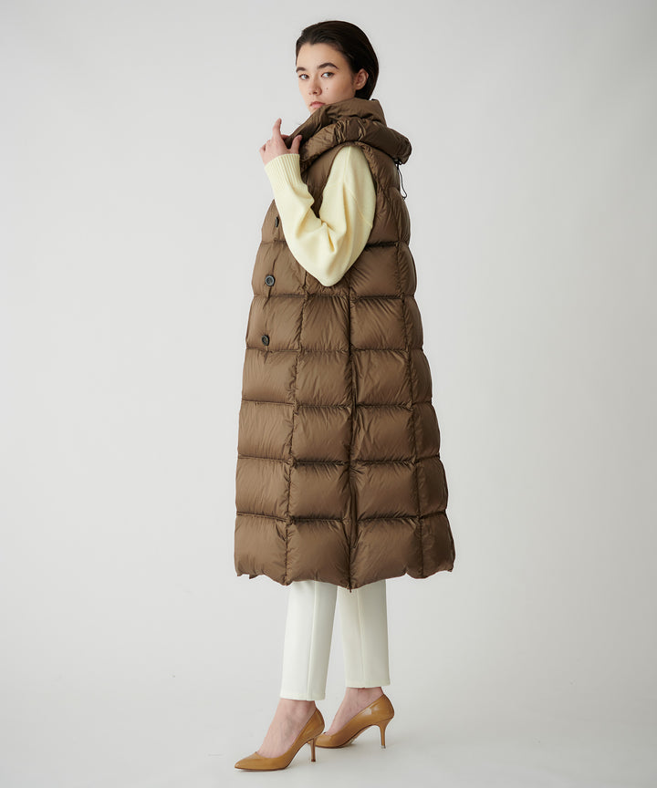 ボリュームカラーロングダウンベスト