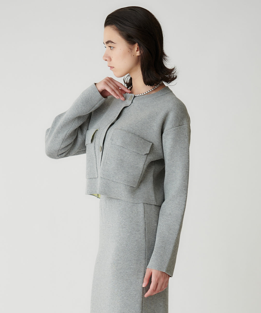 接結ニットダブルポケットカーディガン