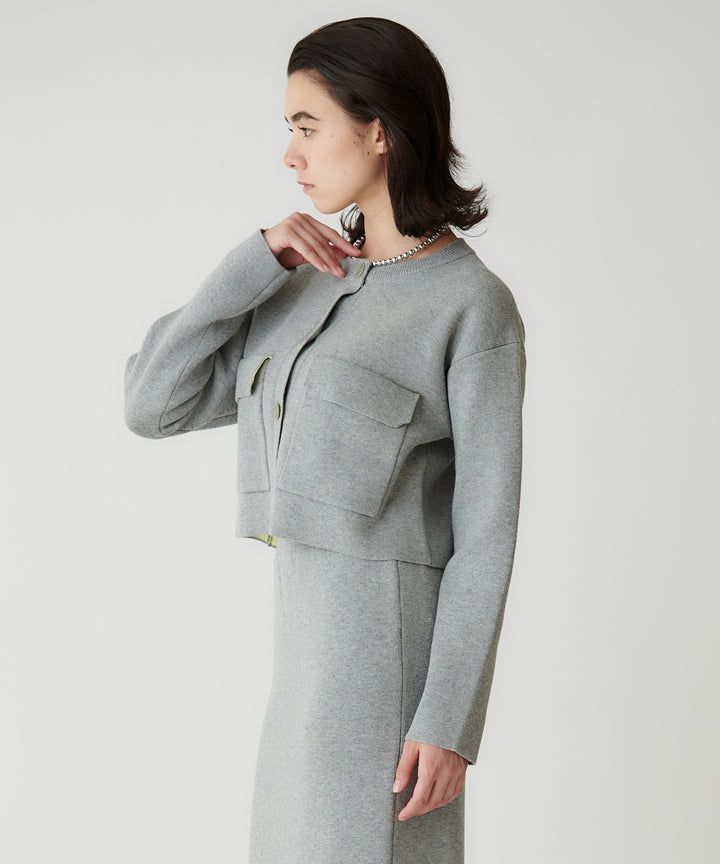 接結ニットダブルポケットカーディガン