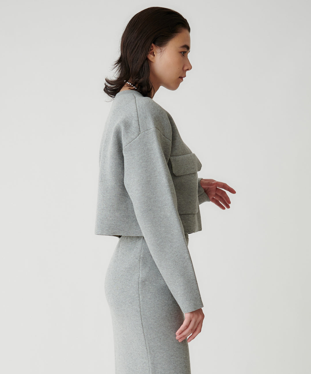 接結ニットダブルポケットカーディガン