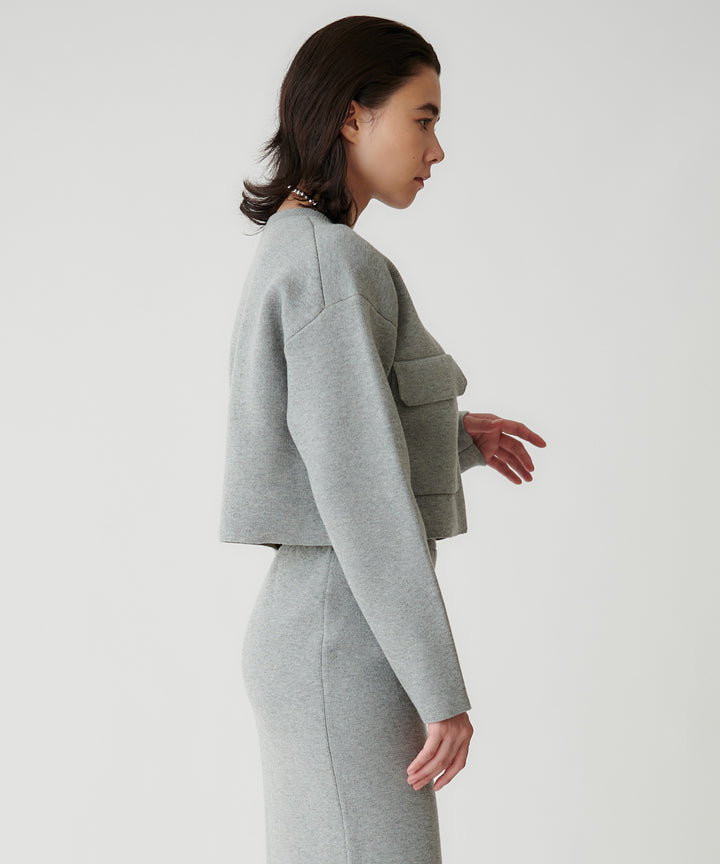 接結ニットダブルポケットカーディガン