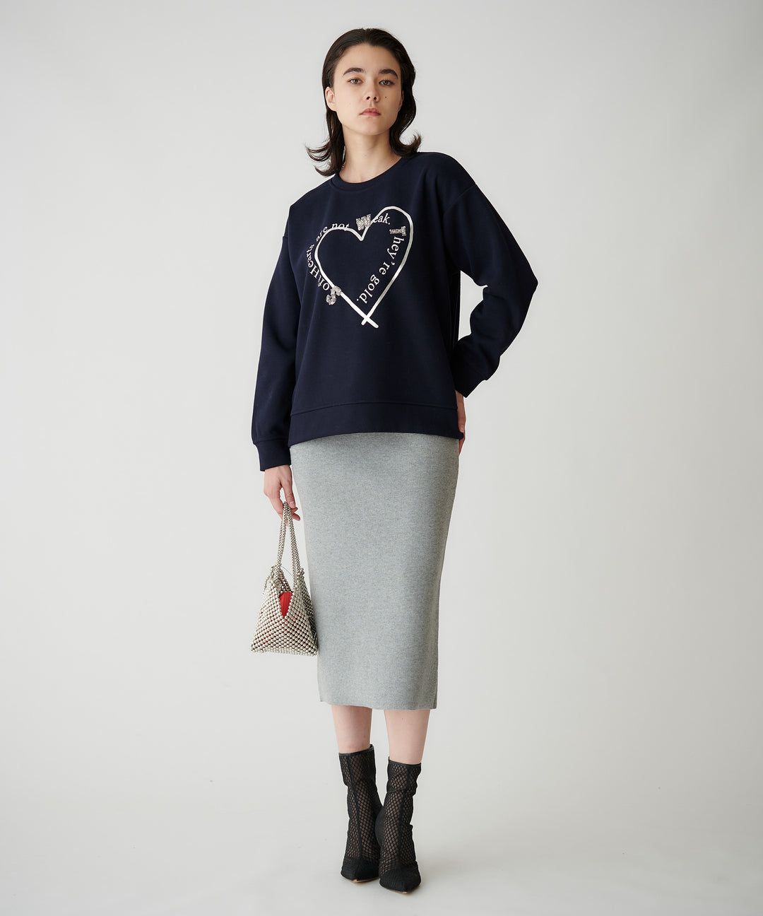 ボンバー裏毛 BIGハートモチーフスウェット