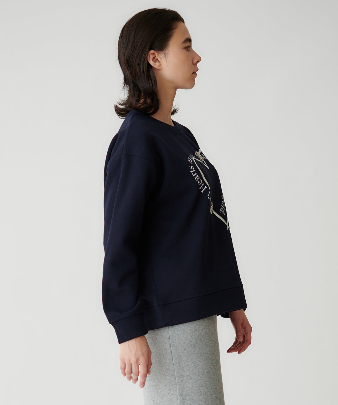 ボンバー裏毛 BIGハートモチーフスウェット