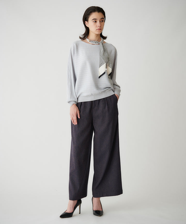 ラメツイード横リブドルマンニット