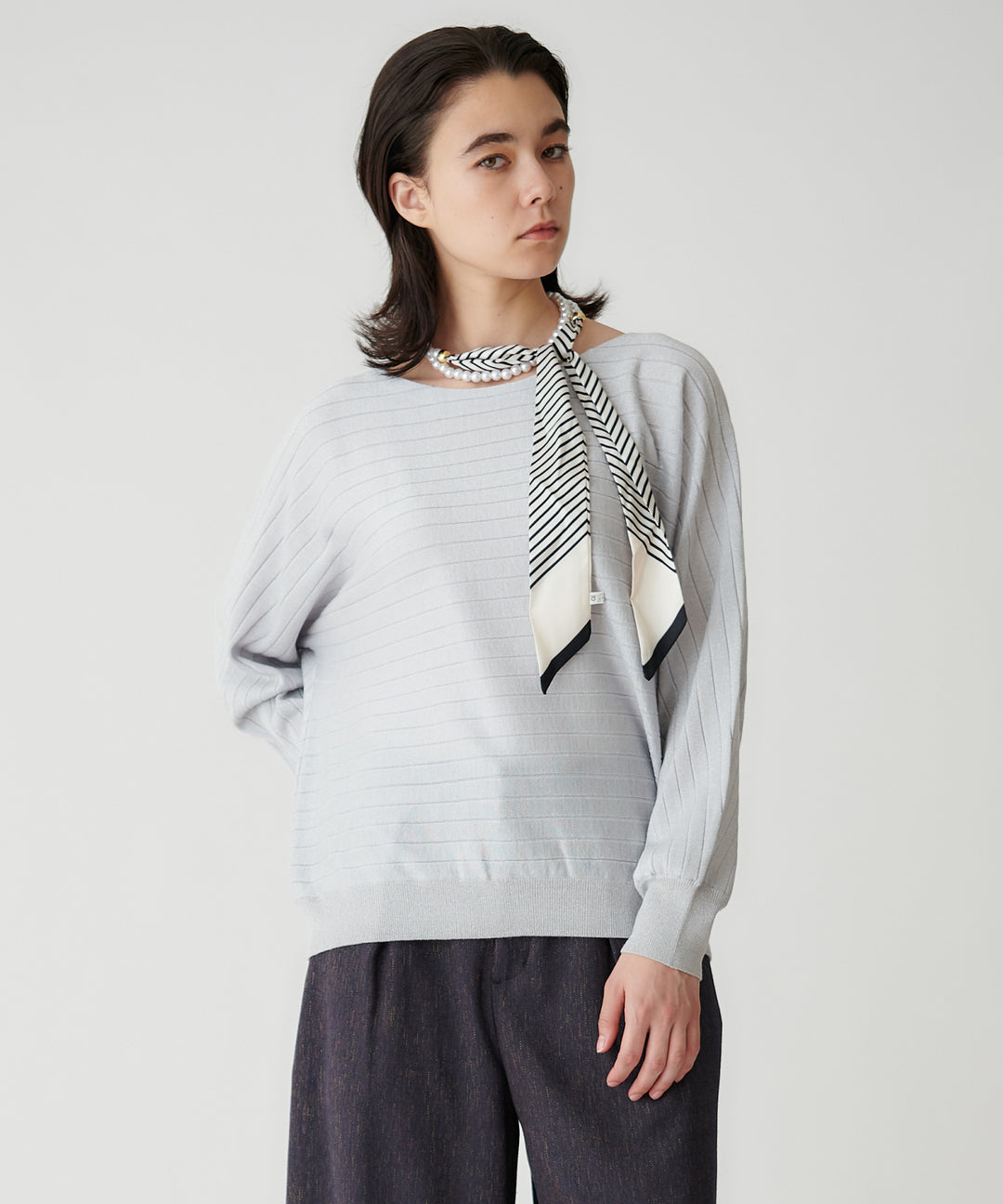 ボーダースカーフ＆パールセット