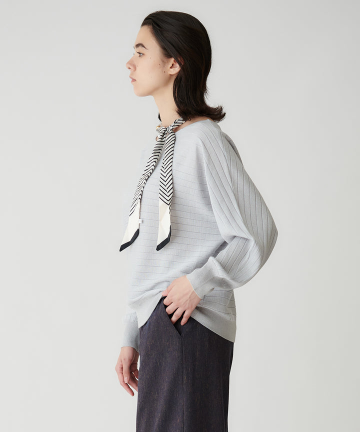 ラメツイード横リブドルマンニット