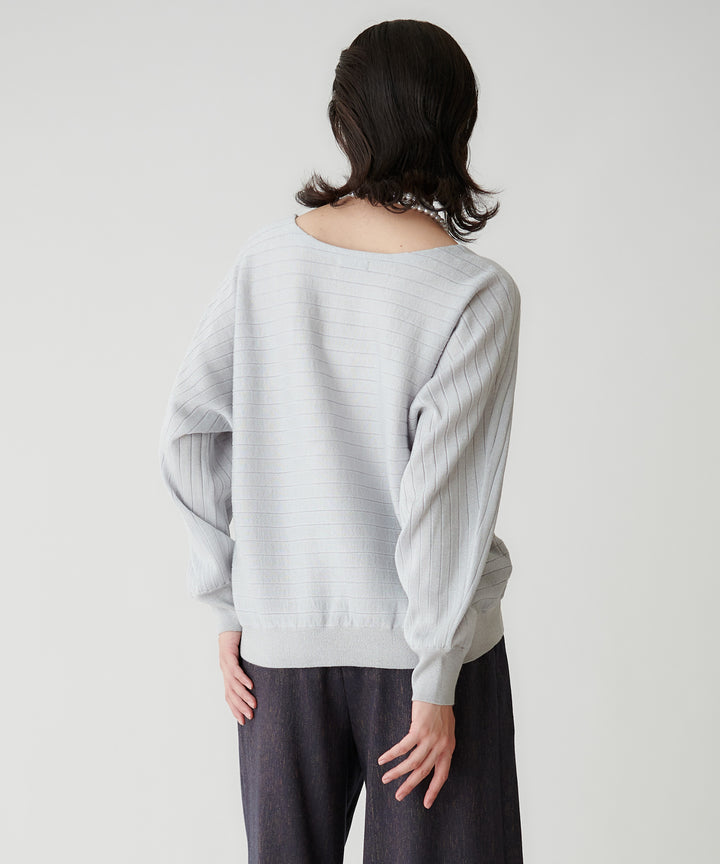 ラメツイード横リブドルマンニット