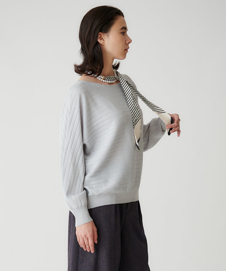 ラメツイード横リブドルマンニット