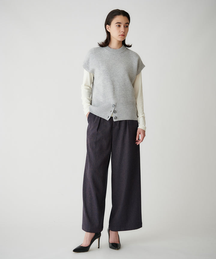 ウール混ベアテレコ太バインダートップス