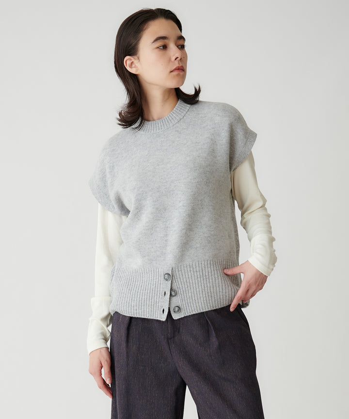 ウール混ベアテレコ太バインダートップス