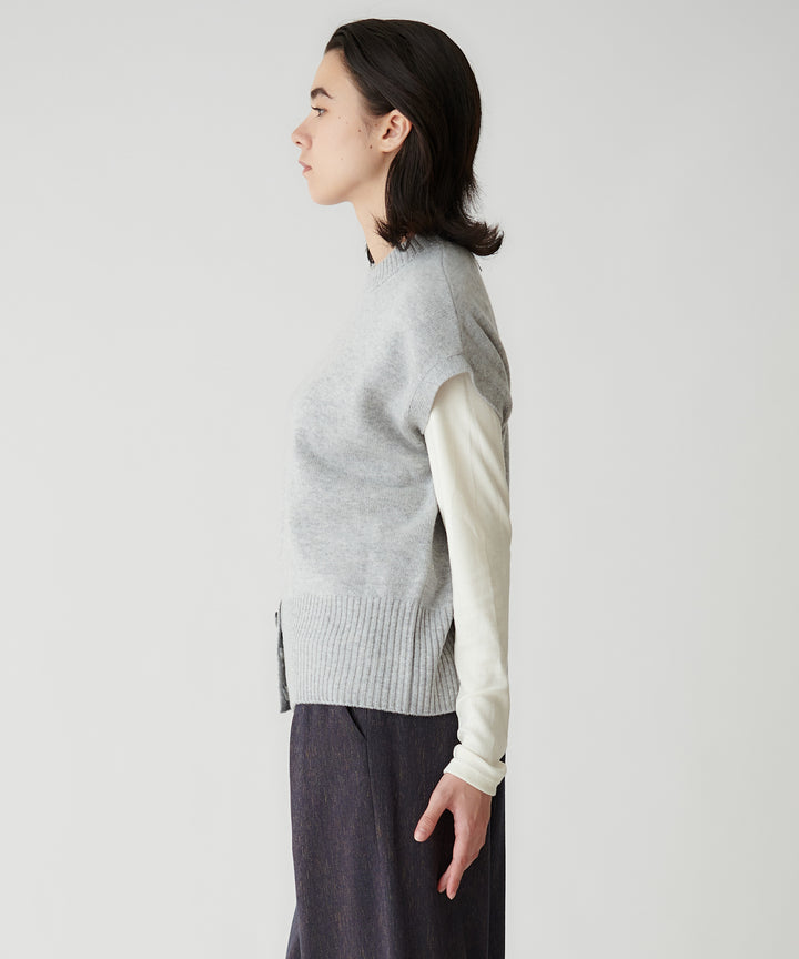 ウールカシミヤ裾ボタンベスト