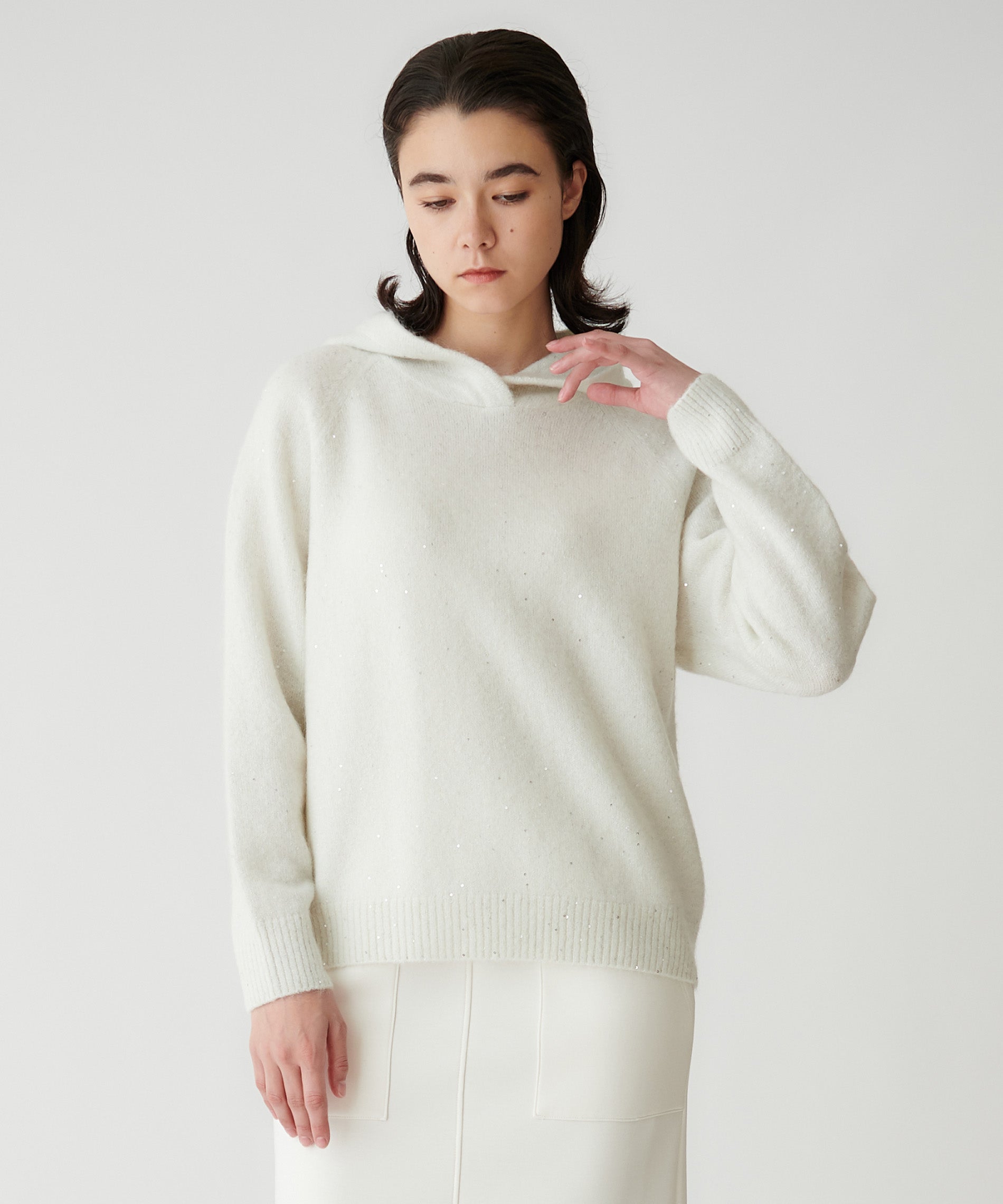 スパンコールモヘヤフード付きパーカー – FACE SANS FARD