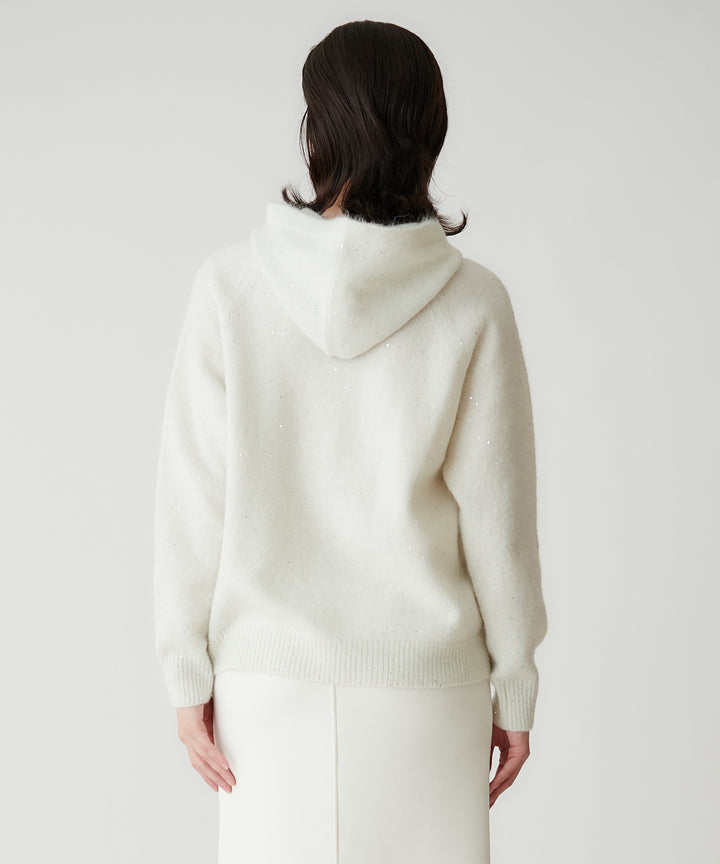 スパンコールモヘヤ フード付きパーカー