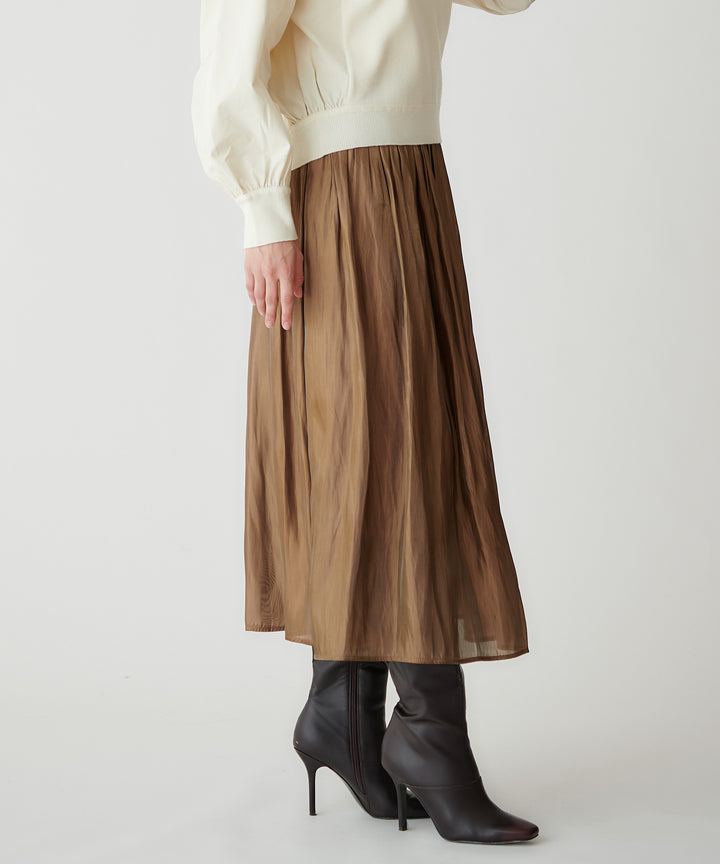 サテンギャザーロングスカート