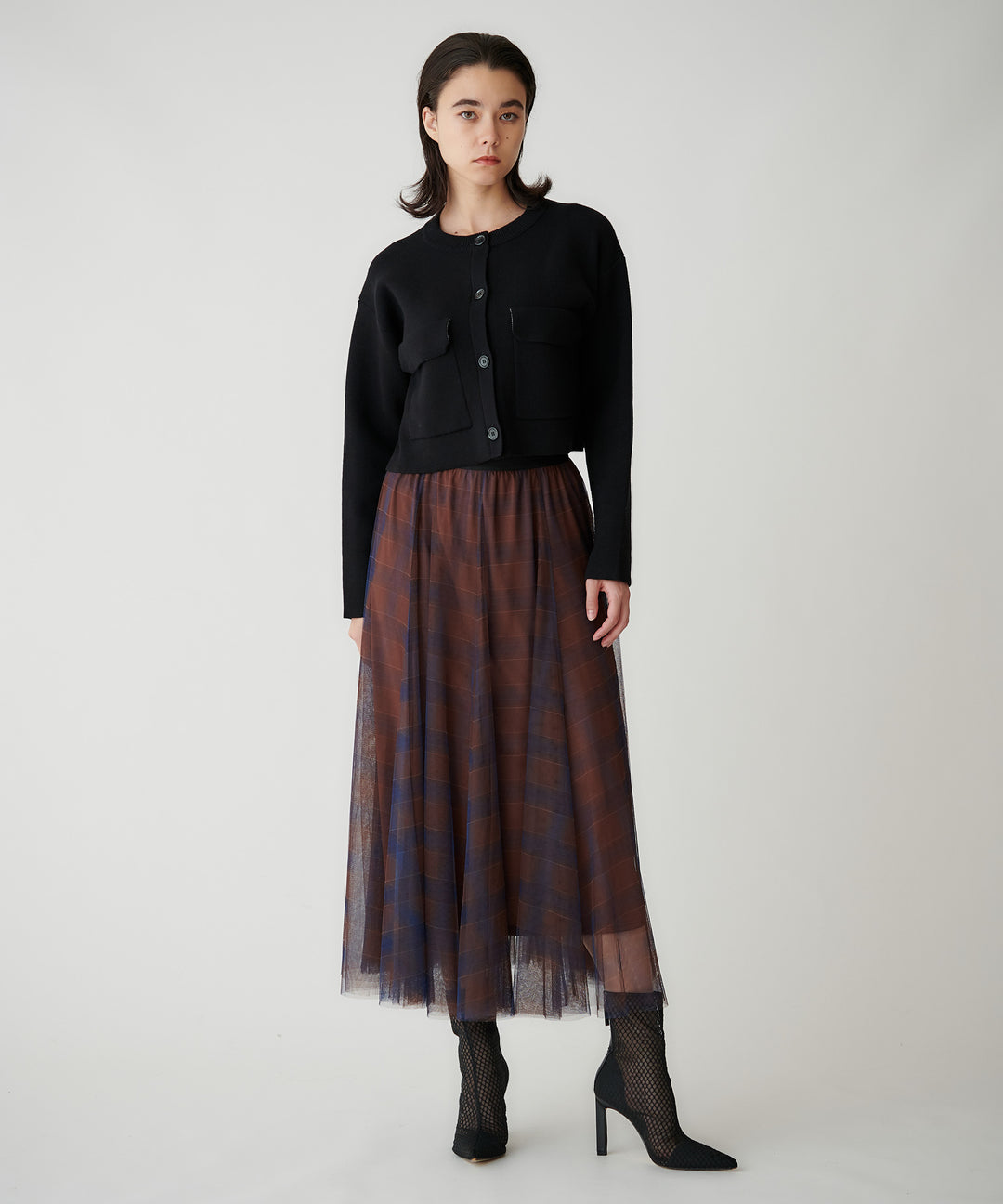 チェックチュールスカート