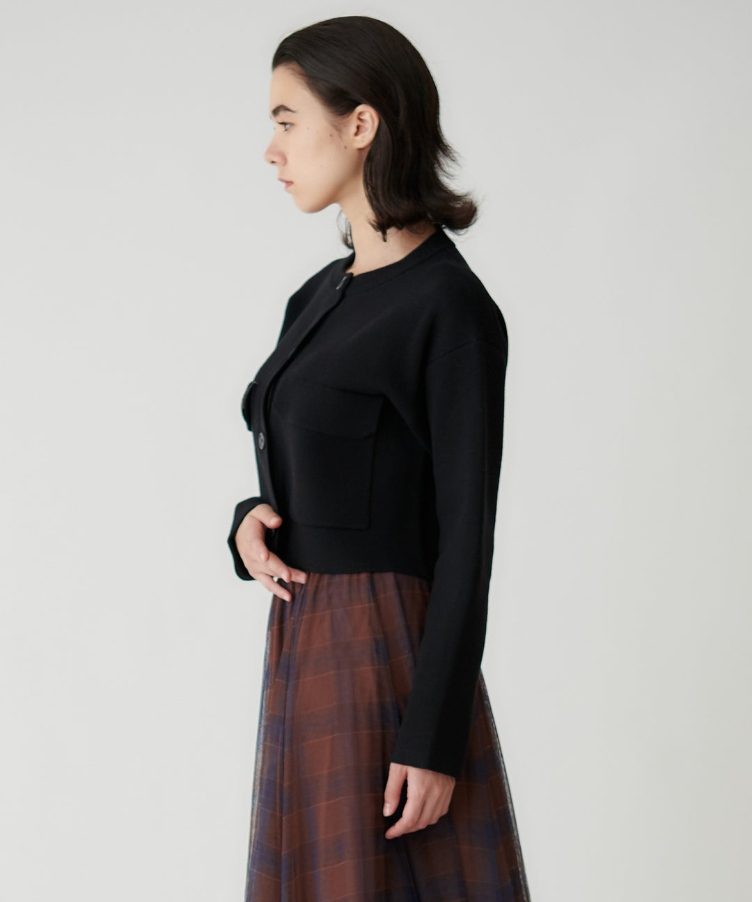 接結ニットダブルポケットカーディガン