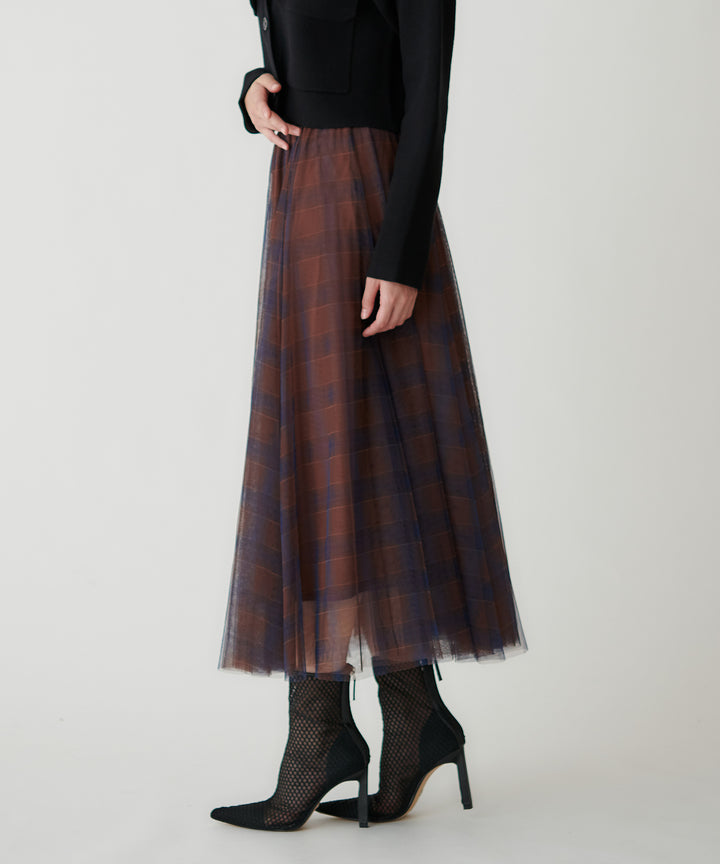 チェックチュールスカート