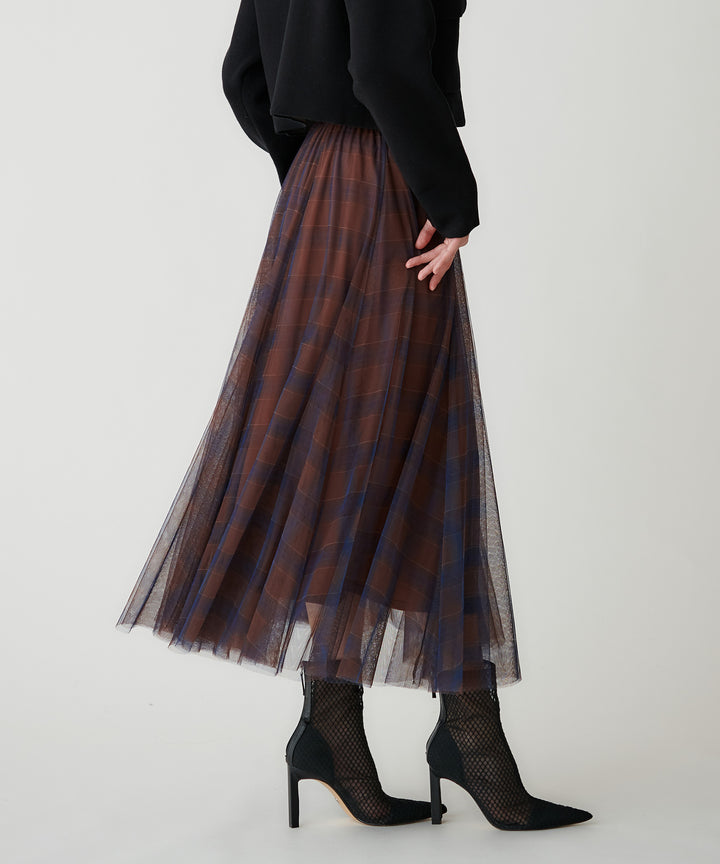 チェックチュールスカート