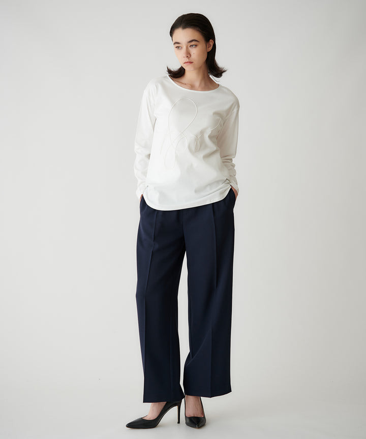 コード刺繍クルーネックトップス