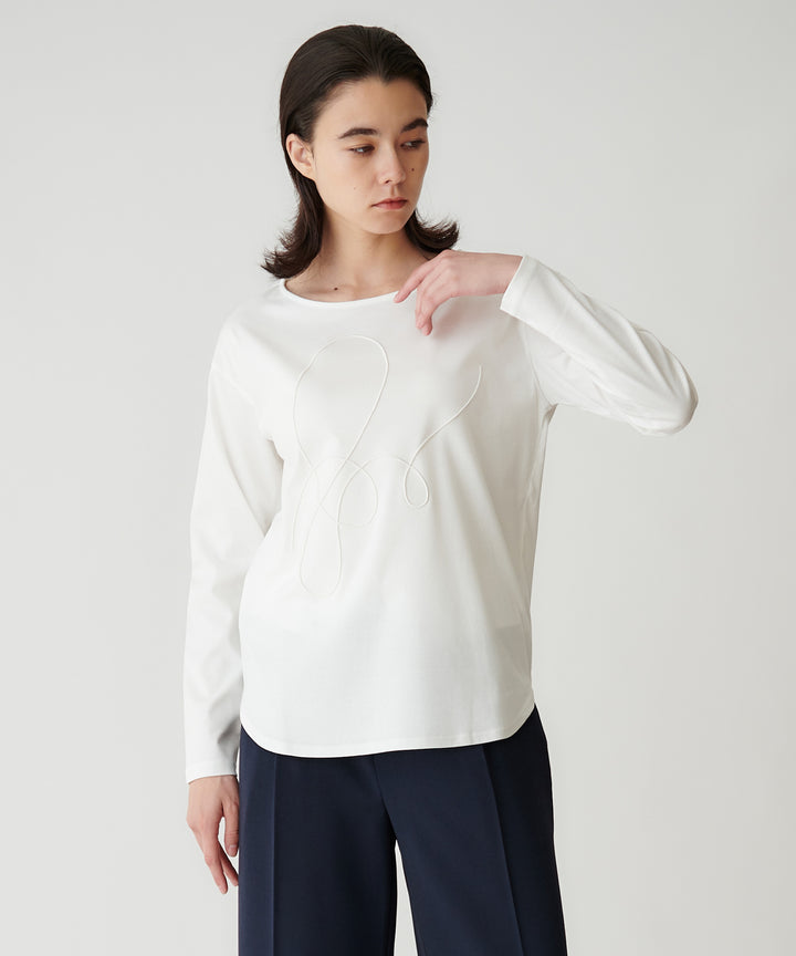 コード刺繍クルーネックトップス