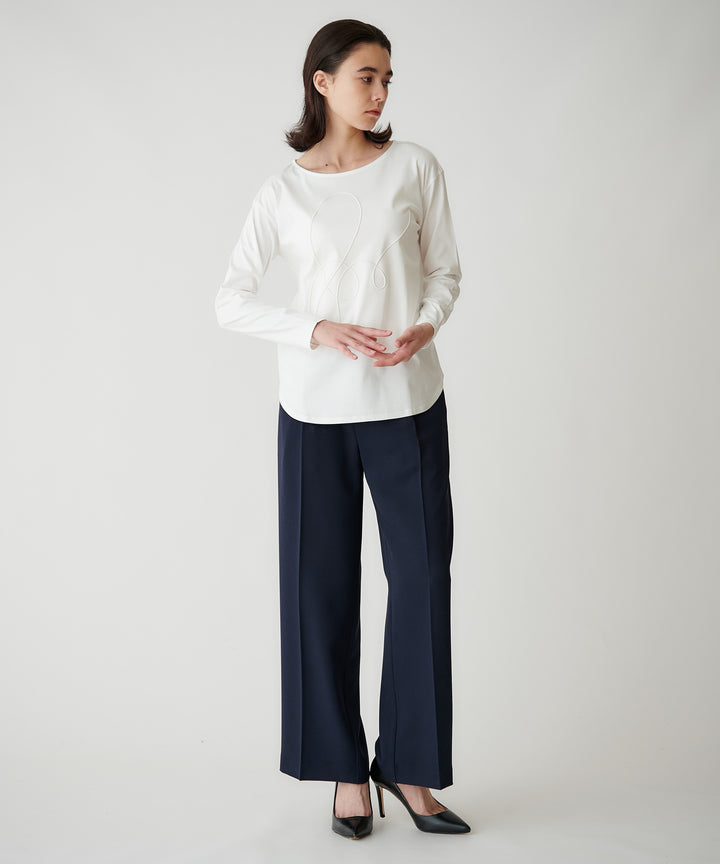 コード刺繍クルーネックトップス