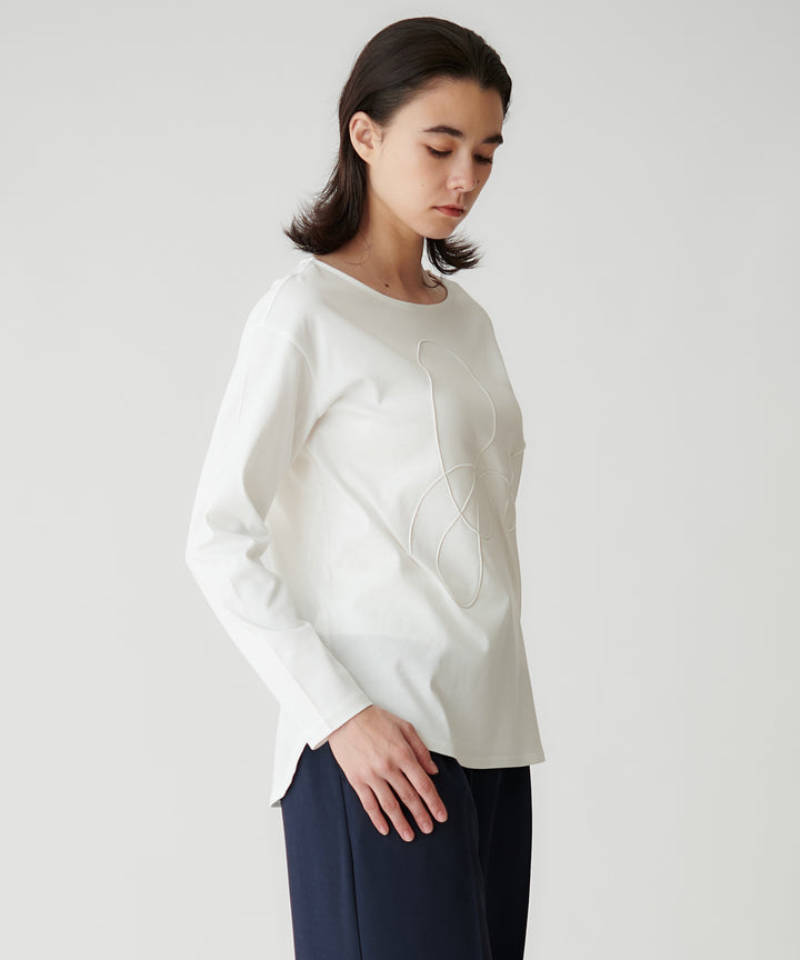 コード刺繍クルーネックトップス