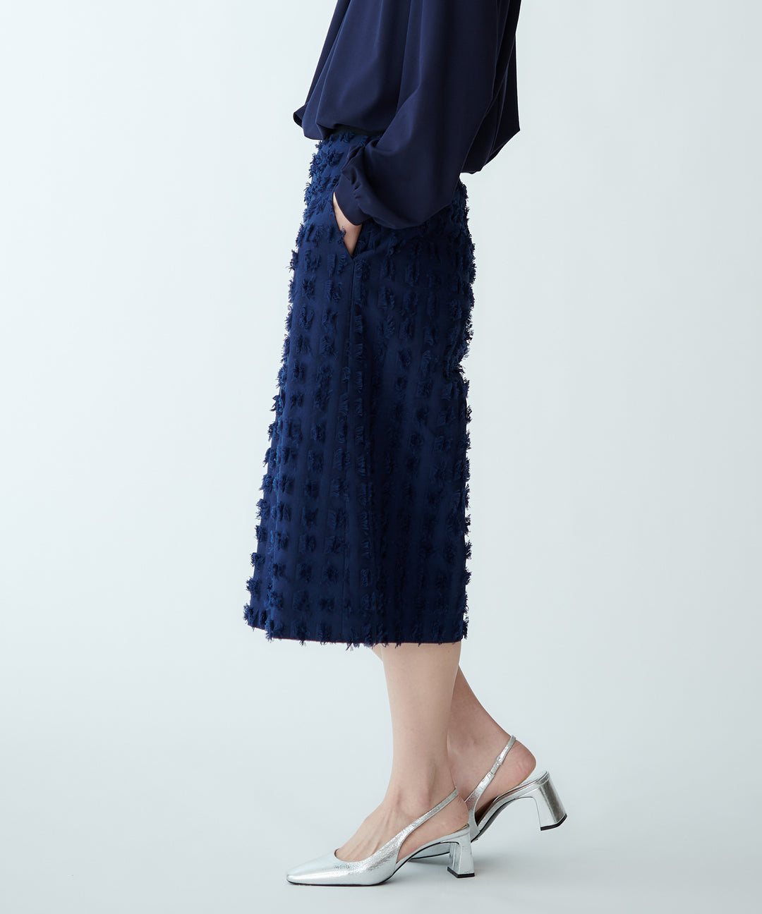 幾何柄カットジャガードパンツ