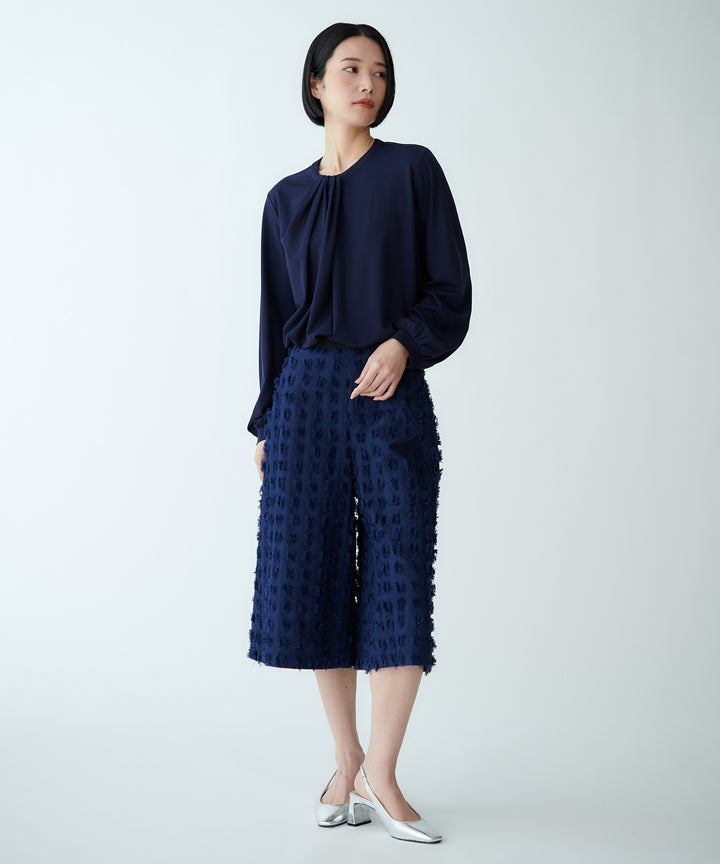 幾何柄カットジャガードパンツ