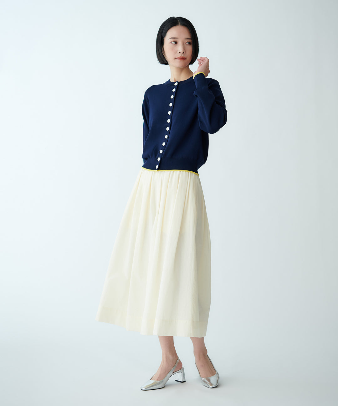 配色ニットカーディガン