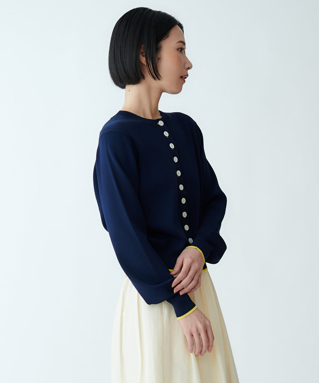 配色ニットカーディガン