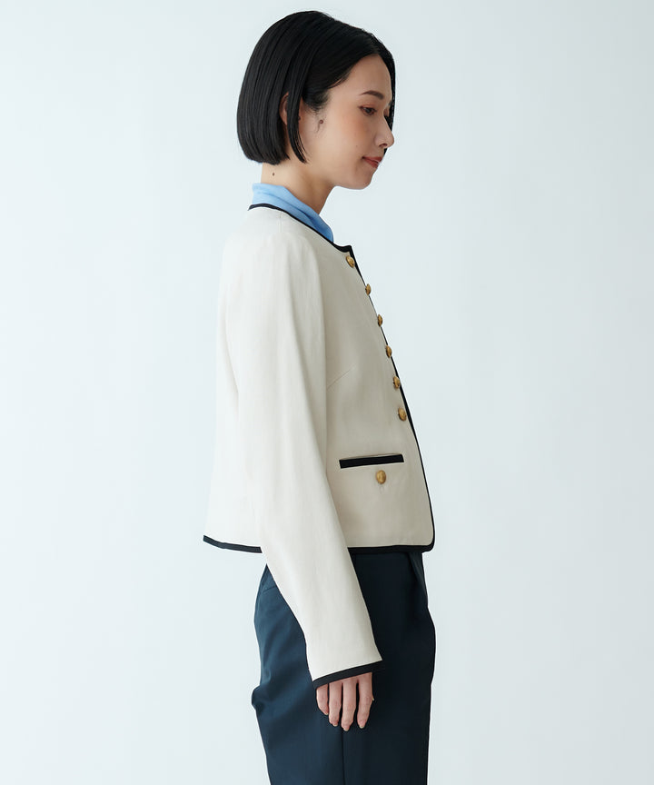 パイピングノーカラージャケット