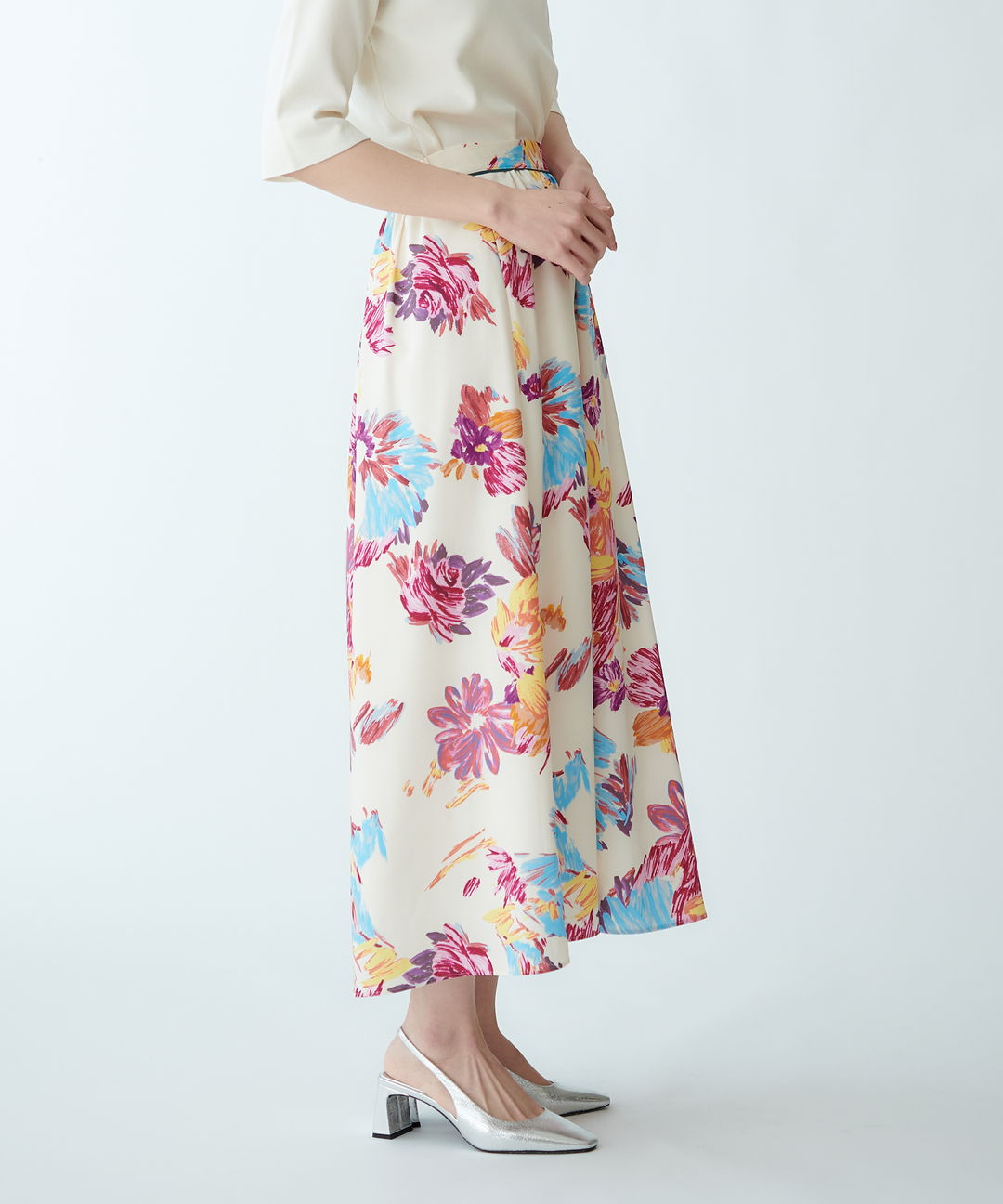 マルチカラープリントフレアスカート