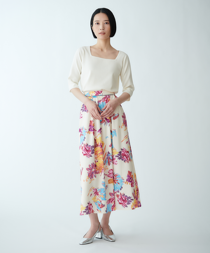 マルチカラープリントフレアスカート