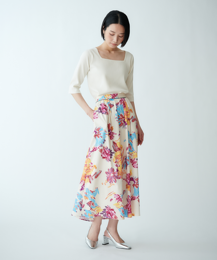 マルチカラープリントフレアスカート