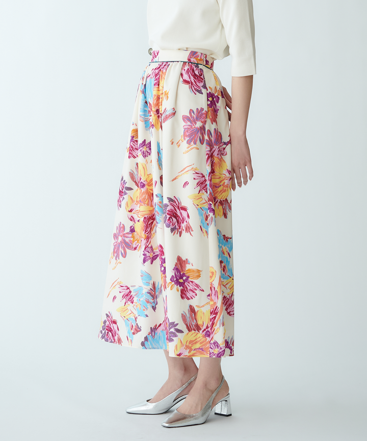 マルチカラープリントフレアスカート