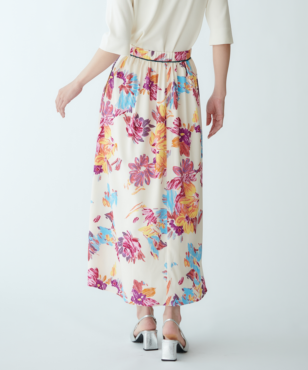 マルチカラープリントフレアスカート