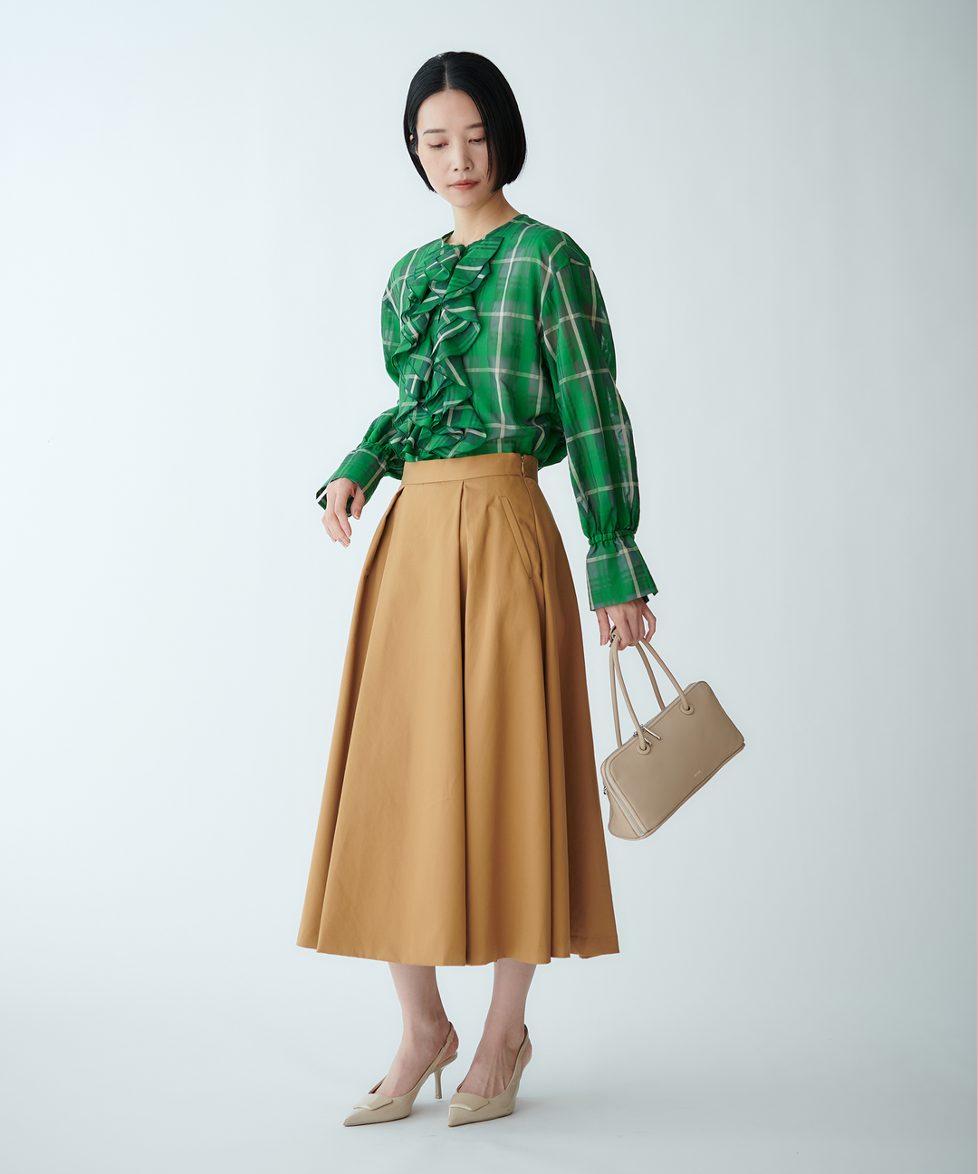 マドラスチェックフリルブラウス