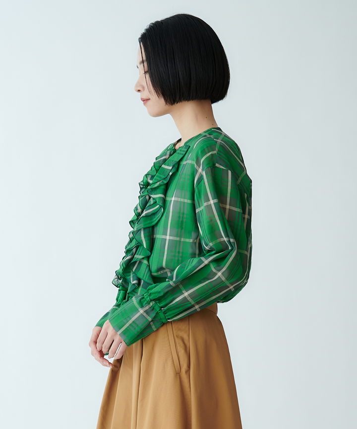 マドラスチェックフリルブラウス