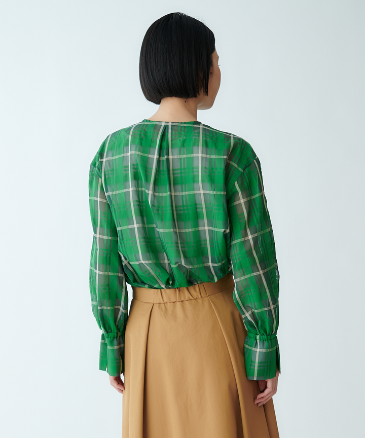 マドラスチェックフリルブラウス