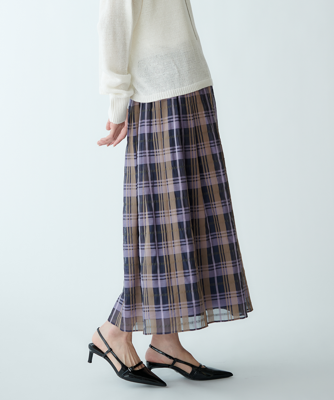 マドラスチェックフレアスカート