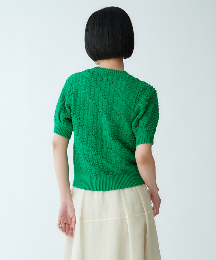 ポップコーン編みハーフスリーブニット
