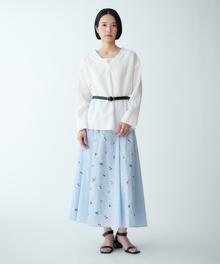 刺繍ストライプスカート