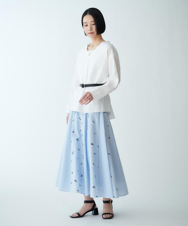 刺繍ストライプスカート