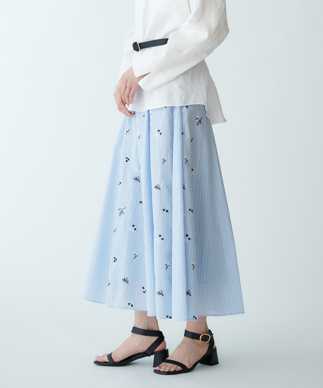 刺繍ストライプスカート