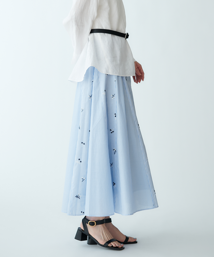 刺繍ストライプスカート