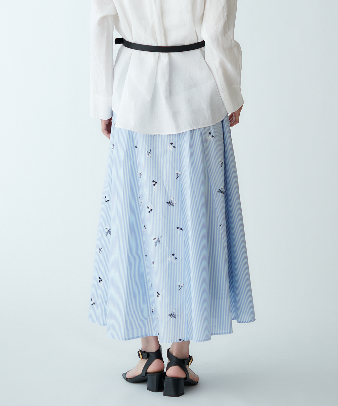 刺繍ストライプスカート