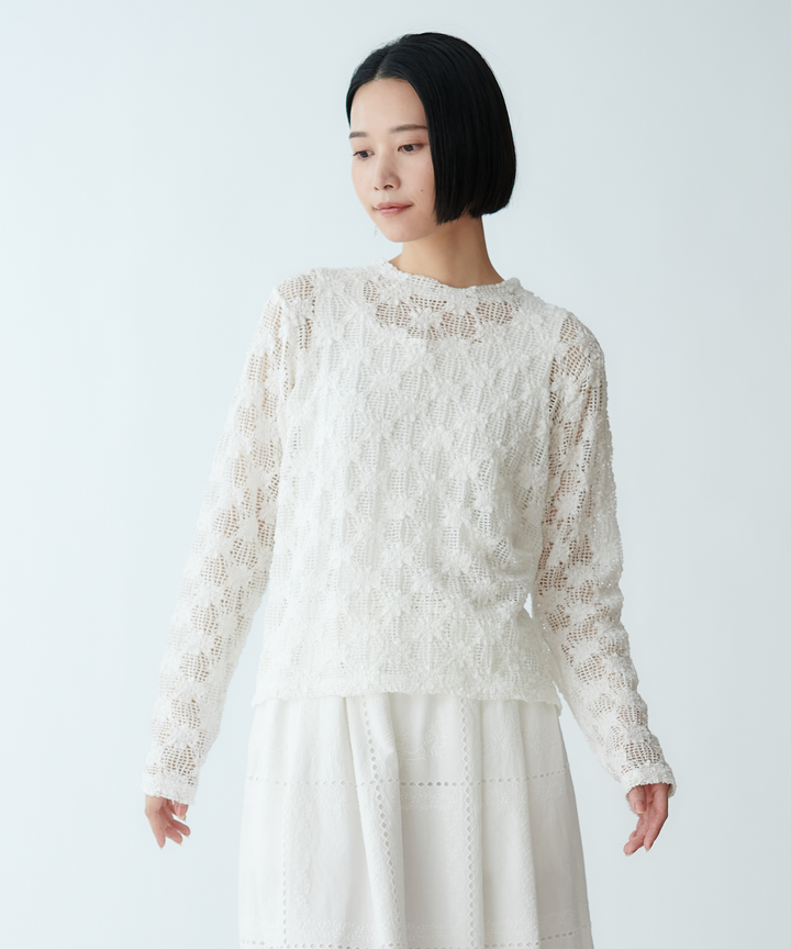 レースカットソー