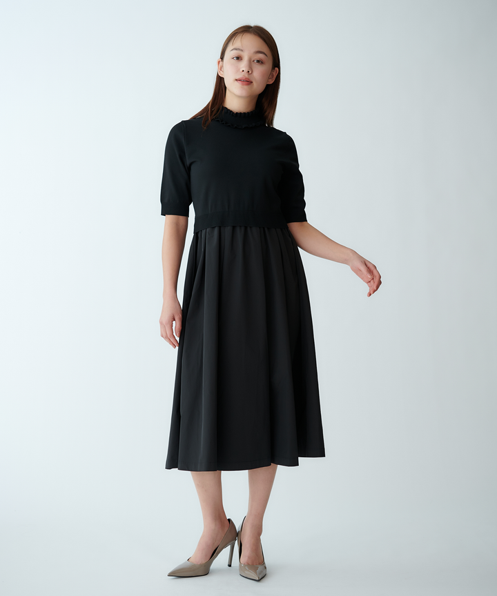 異素材ドッキングワンピース