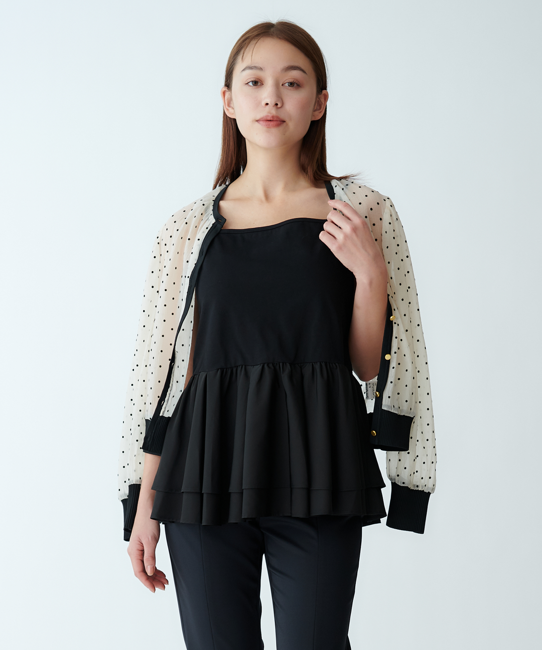 ドットシアーカーディガン